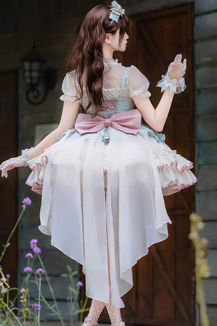 Ivory Ballet Bow Lace-Up Sweet JSK Dress