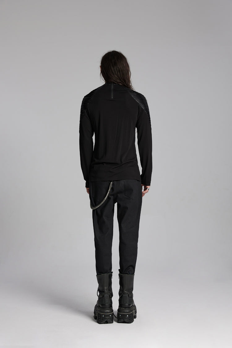 Umbra Crewneck Long-Sleeve Pleated Loop Punk Blouse for Men