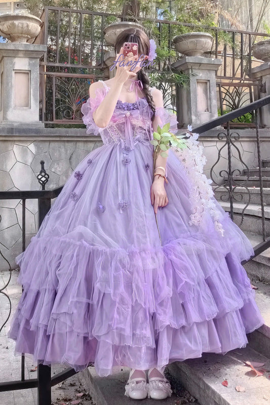 Wisteria Sleeveless Multi-Layered Ruffled Hanayome Sweet Plus Size Dress