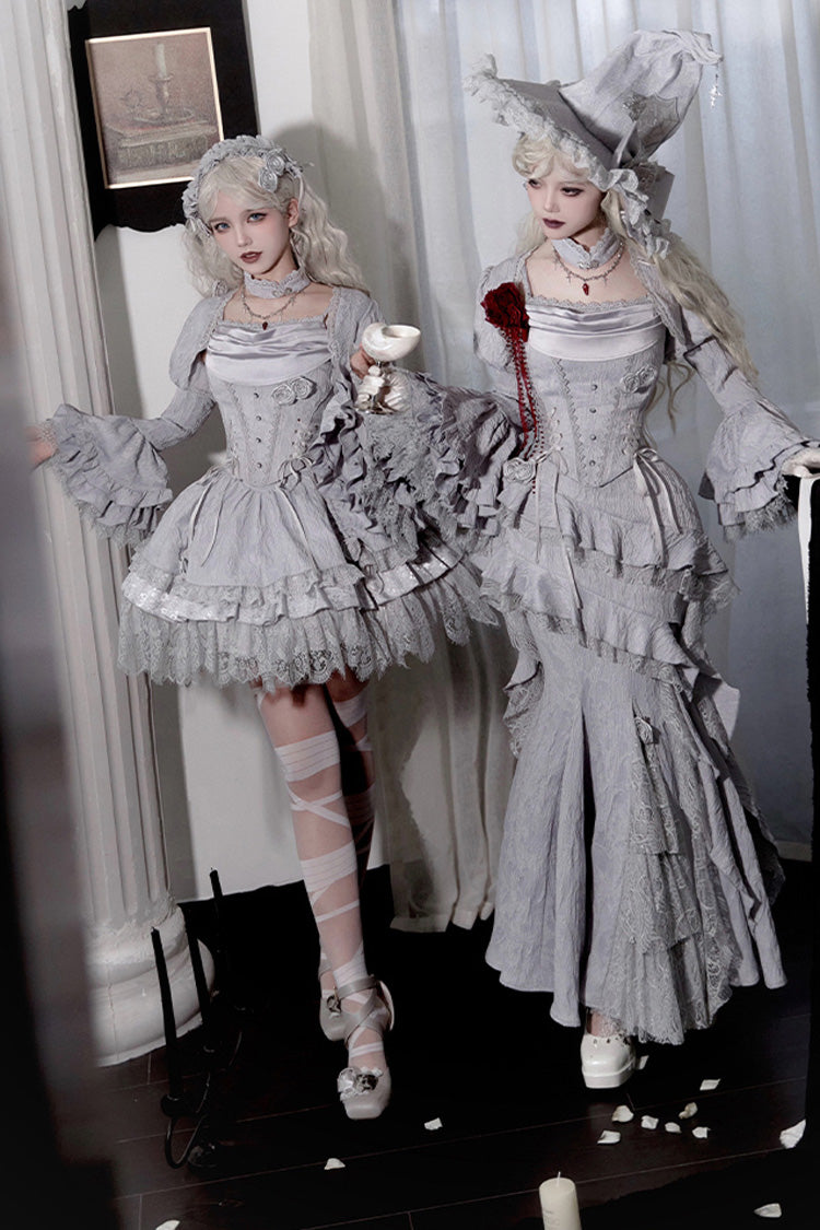 Gothic Witch Skirt with Multi-Layered Ruffle Lace