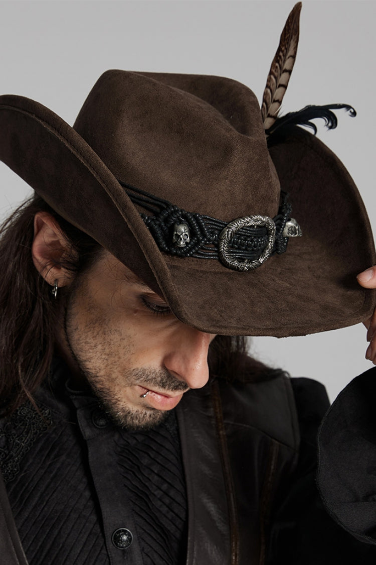 Tassels Feather Skull Men's Punk Hat