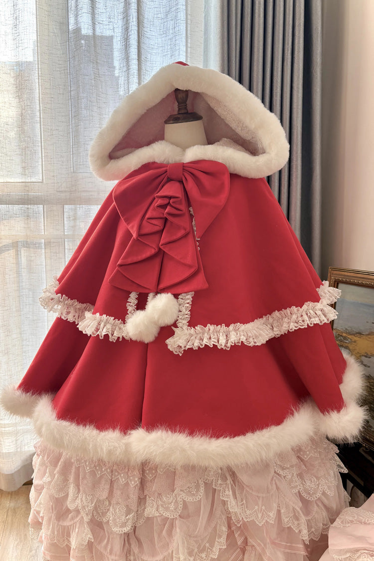 Ruffled Bow Hooded Lolita Cape Coat