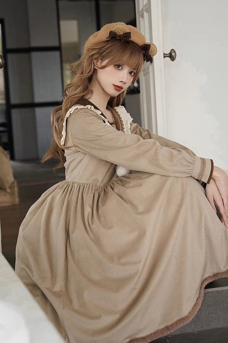 Brown Coco Diary Long Sleeve Autumn Winter Sweet Princess Lolita Dress
