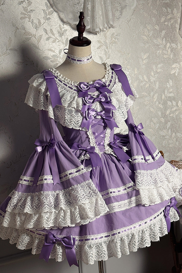 Violet Rabbit Dream Bell Sleeve Bow Lace Lolita Frock