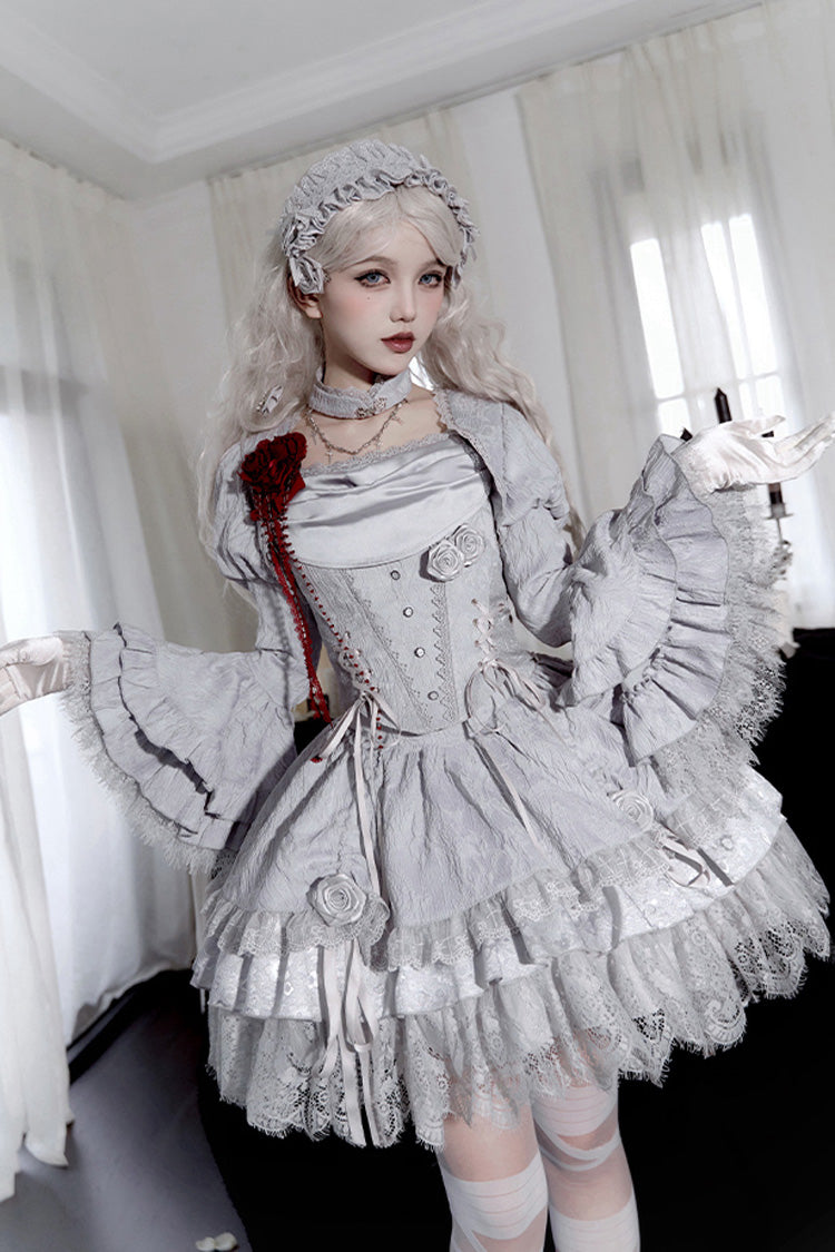 Gothic Witch Skirt with Multi-Layered Ruffle Lace