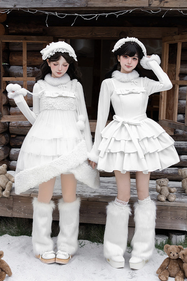 Triple Ruffled Bow Sweet Lolita JSK Outfit