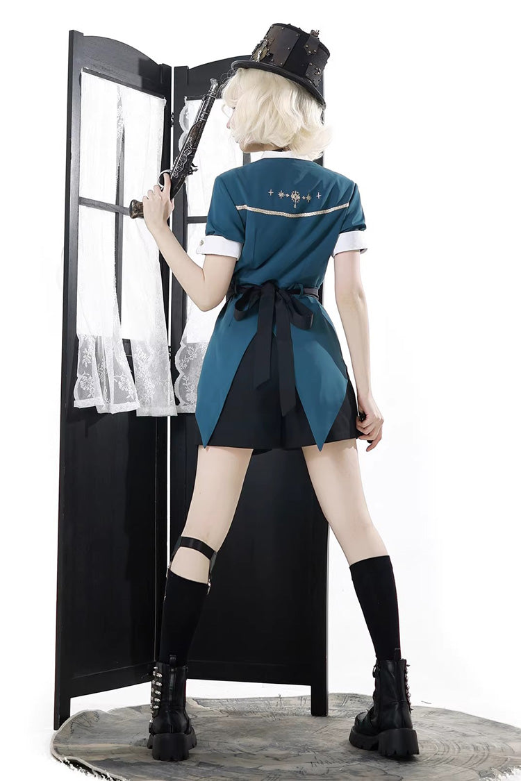 Square Collar Embroidered Studded College Prince Ouji Set