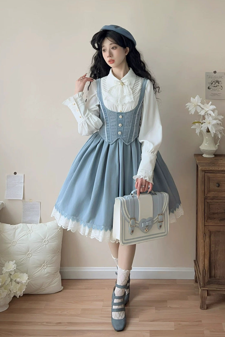 Printed Embroidered Bustier Jsk Dress - Dreamlike Realm