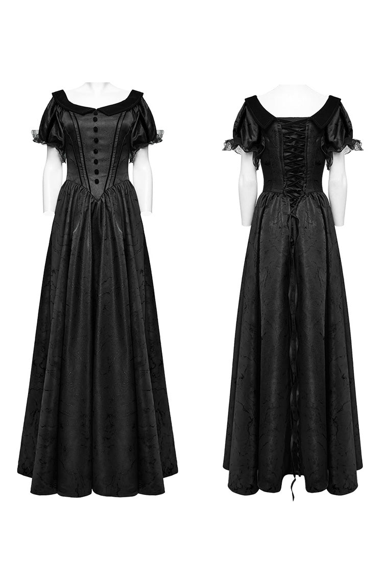 Gothic Dress with Puff Sleeves and Lace-Up Front