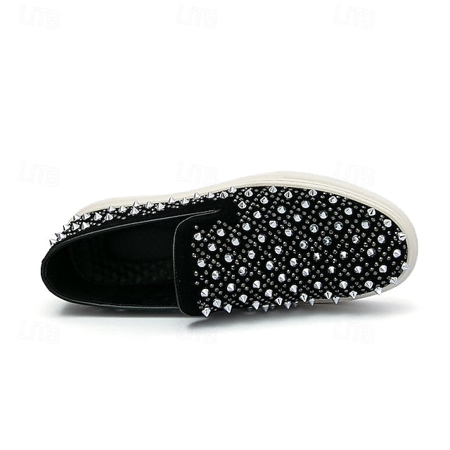 Black Detailing - Shoes Elegant with Pearl Men's Slip-On