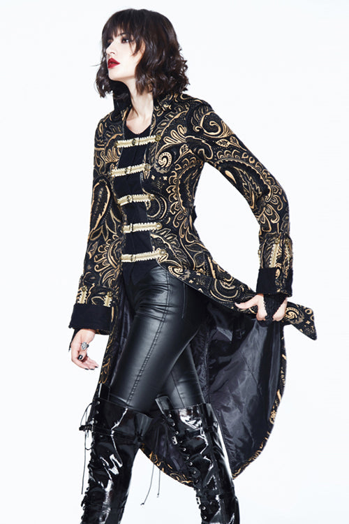 Gold Fake Two-Piece Pirate Costume Gothic Women's Coat