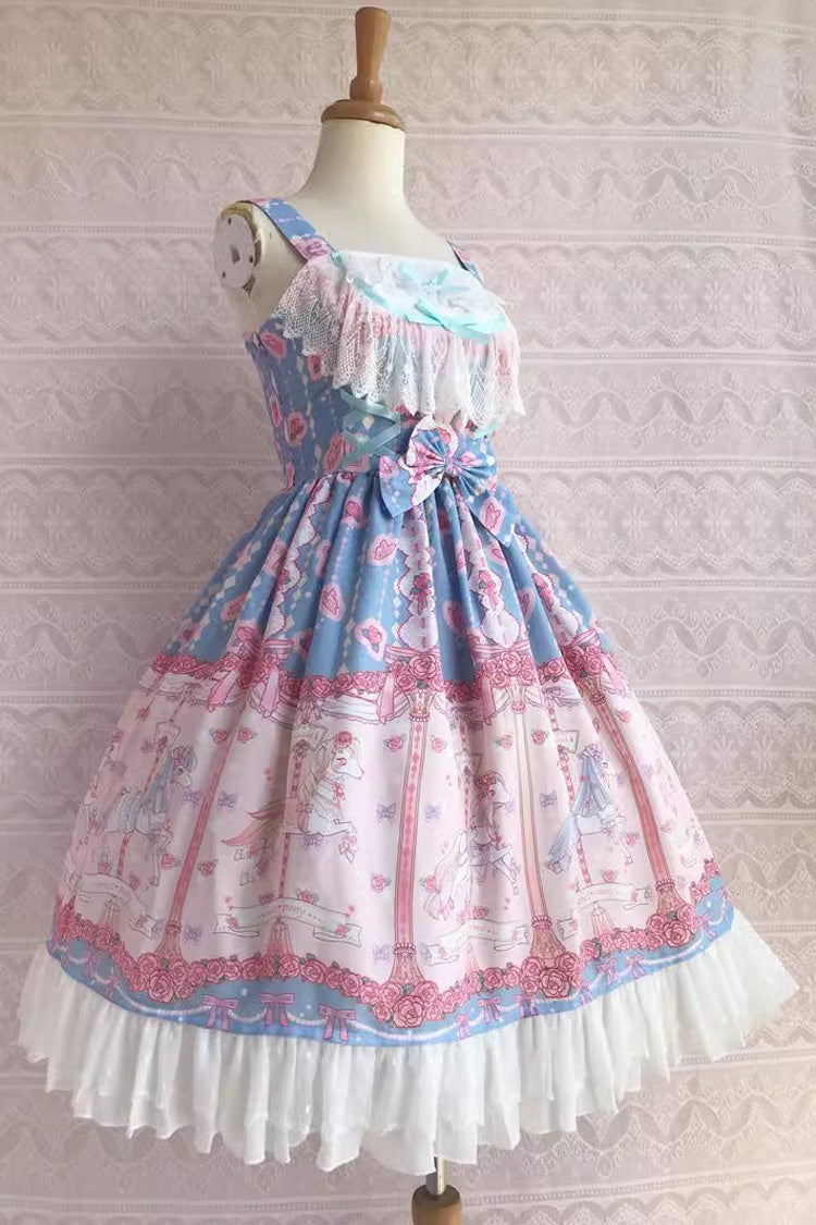Rose Trojan Print JSK Dress - Ruffle Bow, 3 Colors