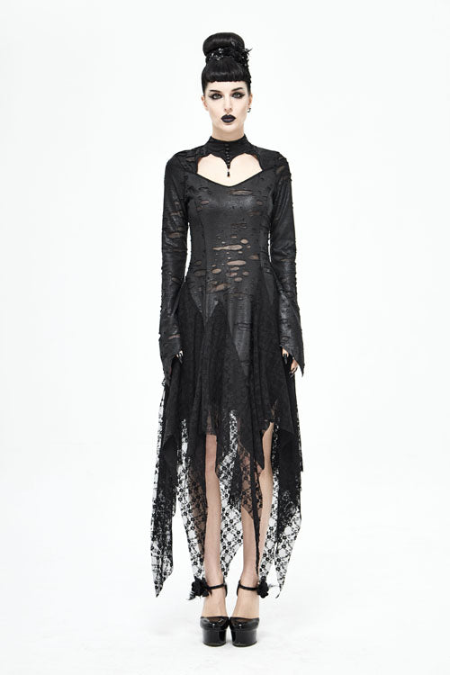 Dragon Spine Hole Decoration Long-Sleeve Gothic Dress