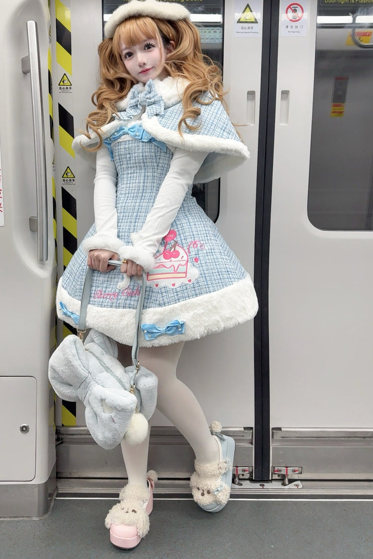 Blue Embroidered Bow Sweet Lolita JSK Dress