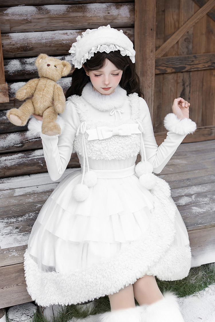 Triple Ruffled Bow Sweet Lolita JSK Outfit