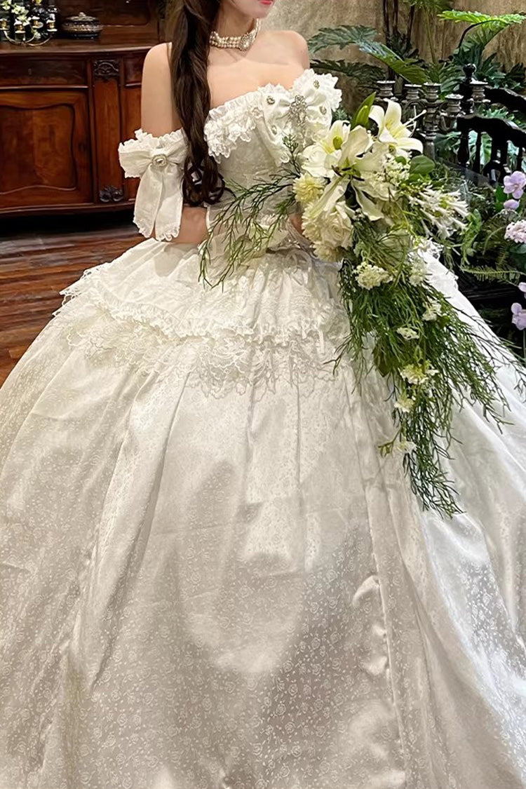 Sleeveless Ruffled Bow Strapless Elegant Lolita Gown