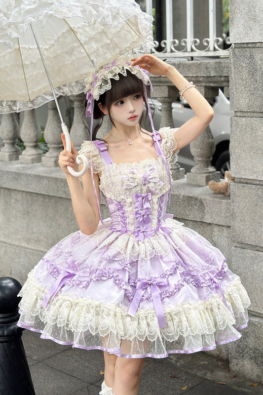 Purple Dreaming Butterfly Jacquard Jumper with Ribbon and Lace