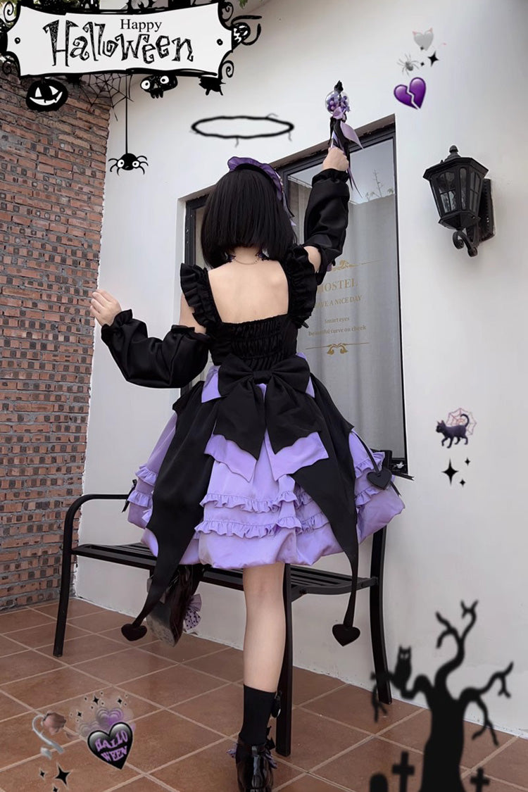 Lavender Starry Night Witch Multi-Layer Ruffled Jumper Dress