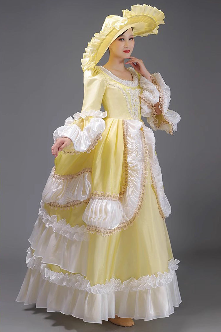 European Princess Dress with Multi-Layer Ruffles, Long Sleeves