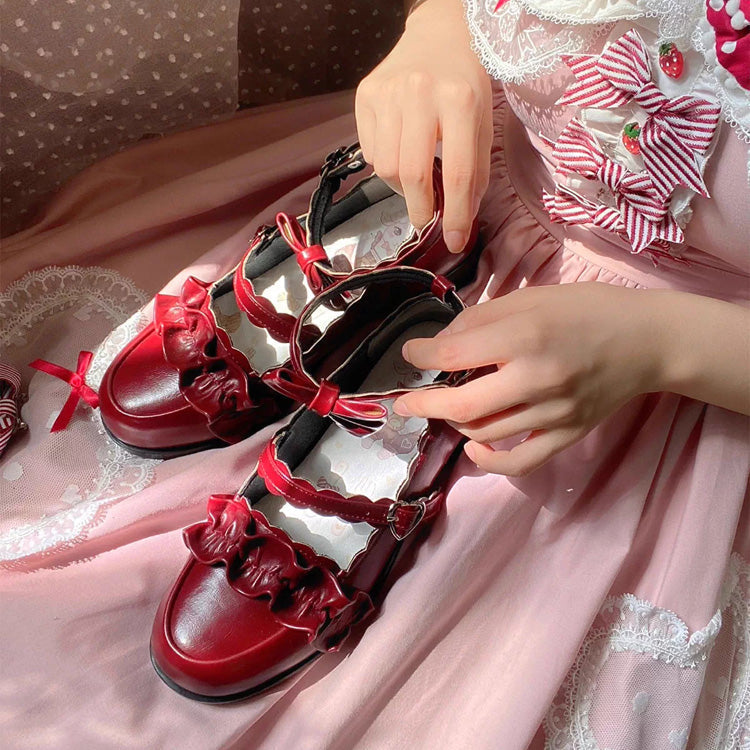 Ruffled Bowknot Mary Janes - Kawaii Lolita Shoes