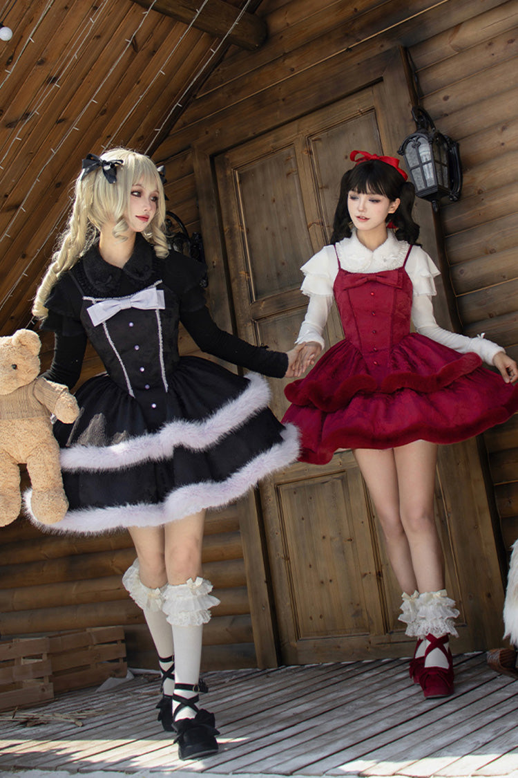 Jacquard Furry Bow Sweet Lolita JSK Dress