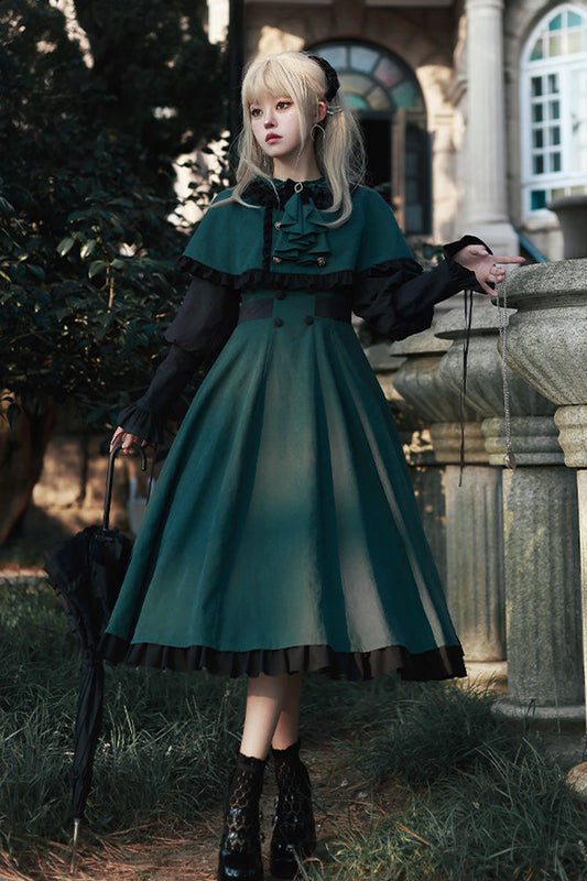Green Long Sleeve Bow Sweet Lolita Set - Potions School