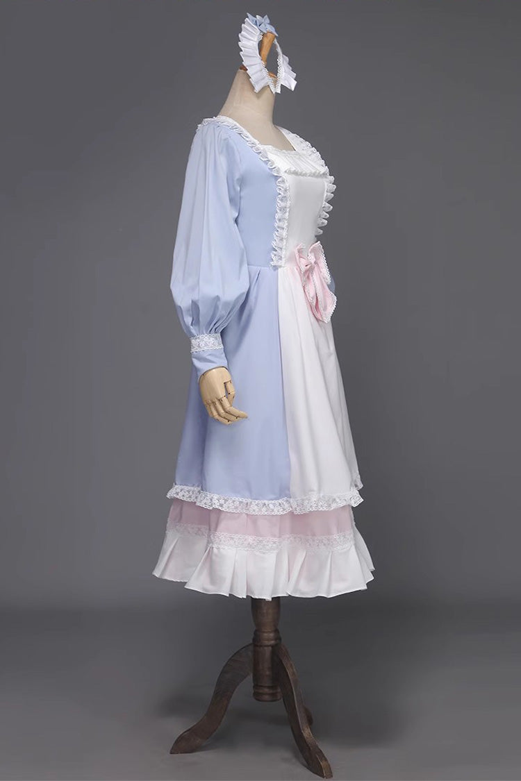 Light Blue Ruffled Bowknot Victorian Dress - Sweet Multi-Layer