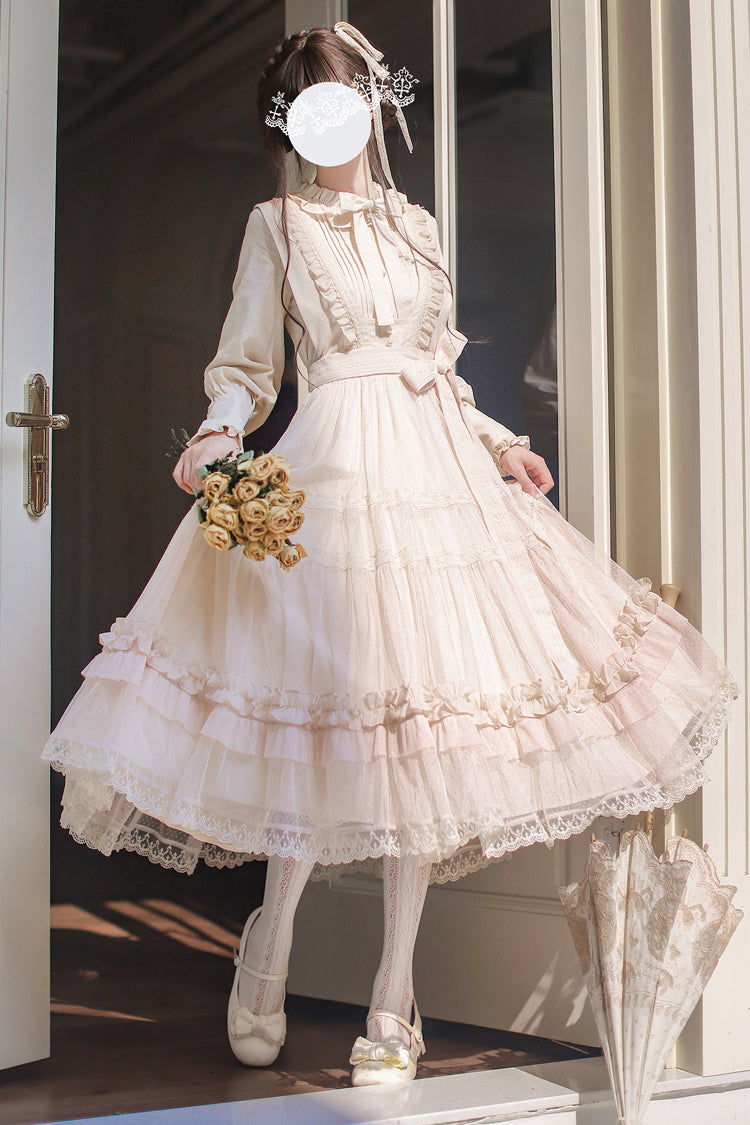 Ivory Sleeveless Ruffled Lace Japanese Elegant Lolita Jumper