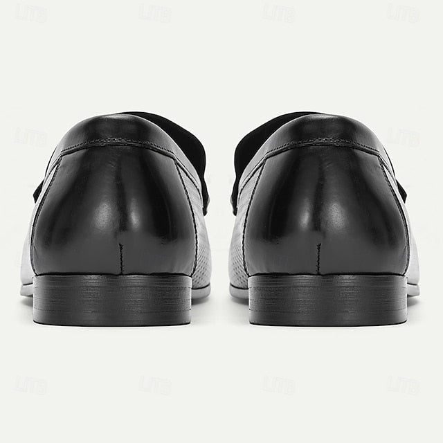 Leather Textured Premium Black Loafers – Men's 100%