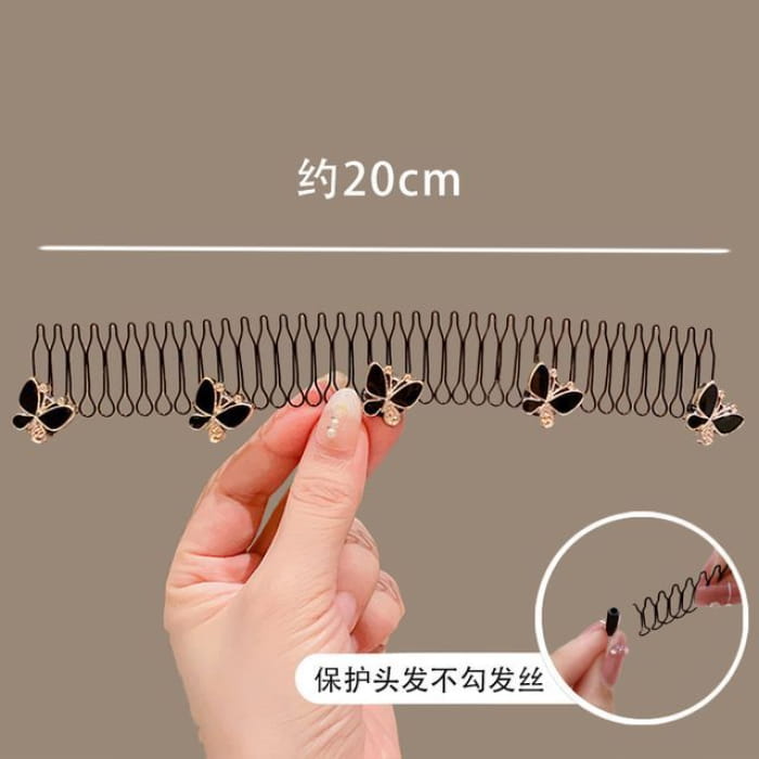 Acrylic Alloy Hair Comb (Various Designs) - 10 - Black &