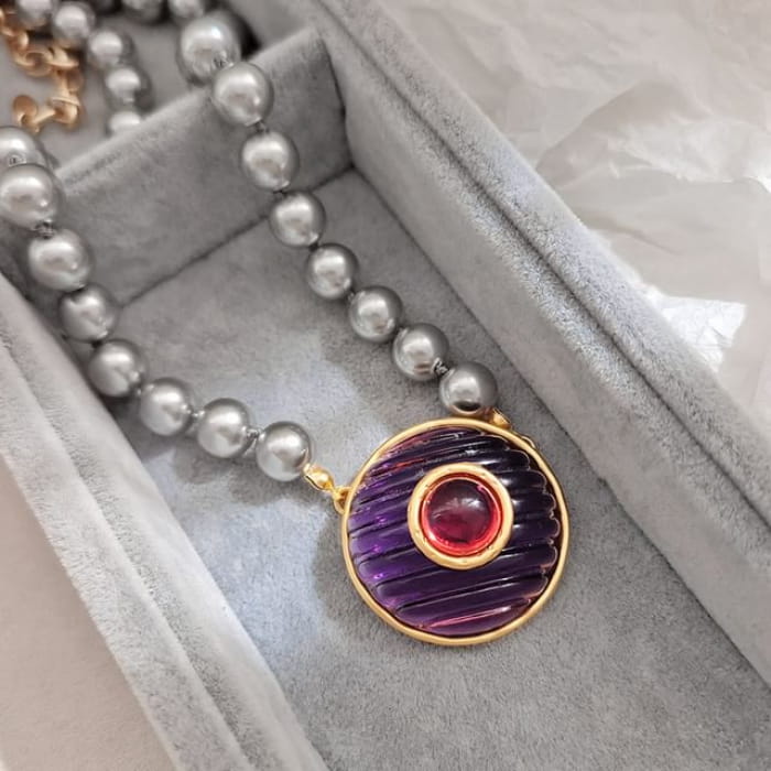 Acrylic Ring / Necklace / Ear Stud - 1 Pc - Purple