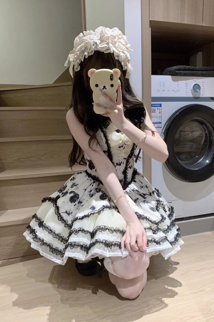 Jasmine Rain Print Stitching Lace Sweet Lolita JSK Dress in Six Colors