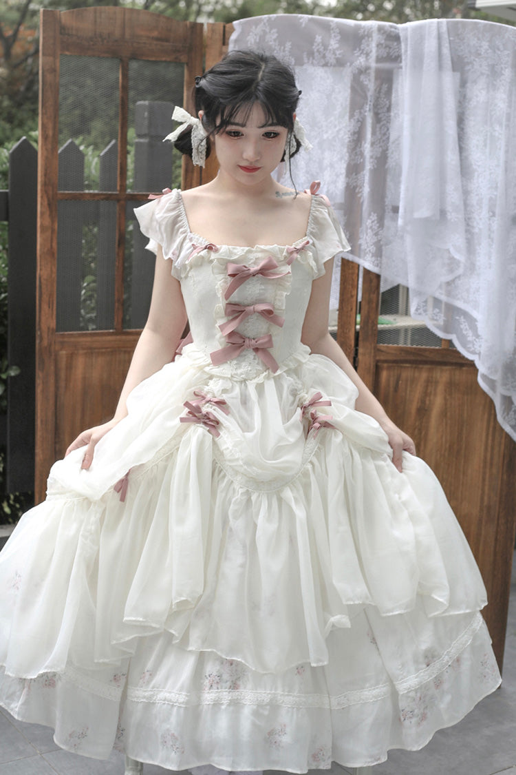 Plus Size Lolita Dress - Ruffle Bow, Short Sleeve, 2 Shades