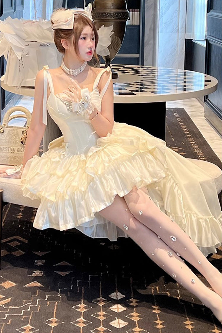 White Triple Layer Bow Lace Sweet Lolita Jsk