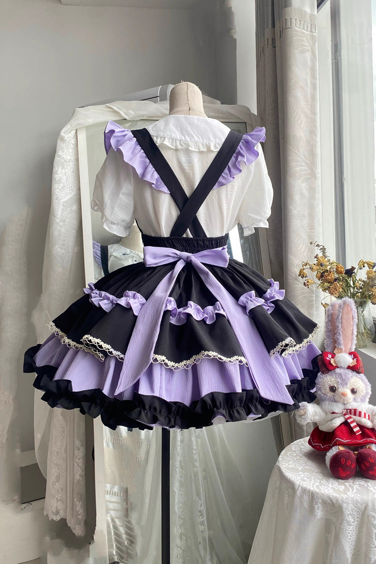 Strappy Doll Collar Ruffle Sweet Tiered Skirt in 7 Colors