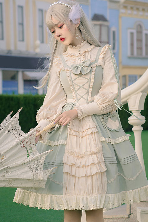 Green Cardigan Bow Sweet Lolita JSK