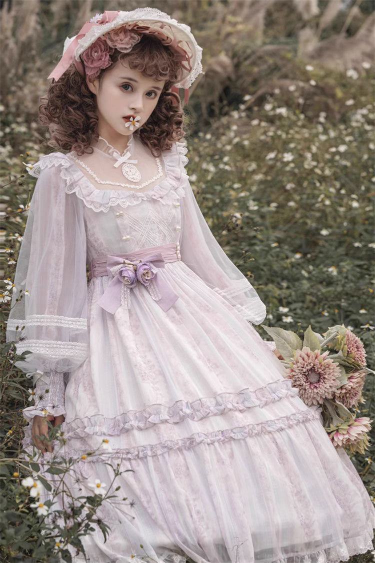 Elegant Plus Size Lace Dress with Ruffle Sleeves in Light Purple