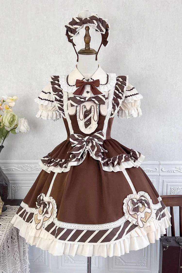 Cocoa Short Sleeve Printed Ruffle Bowknot Princess Lolita JSK Set