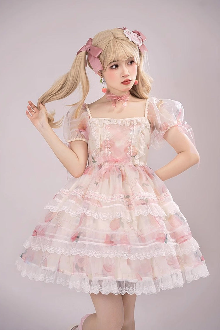 Blush Organza A-Line JSK with Peaches