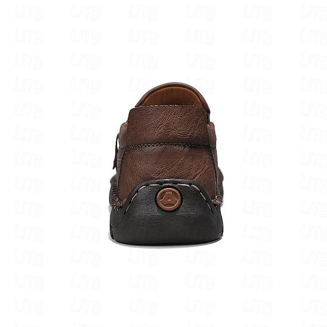 with Leather Brown Men's Side Faux Slip-On Zipper Loafers