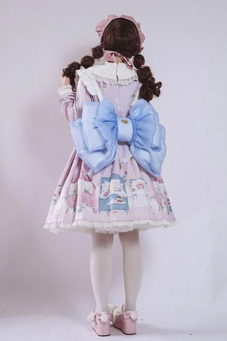 Azure Oversized Bow Metal Heart Nameplate Lolita Backpack