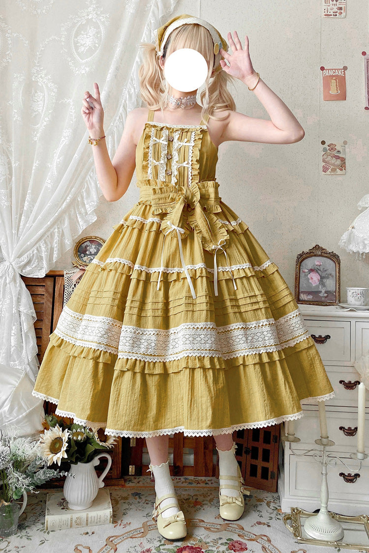 Ruffle Bowknot Lace Sweet Lolita JSK in 6 Colors - Summer Flower Tea