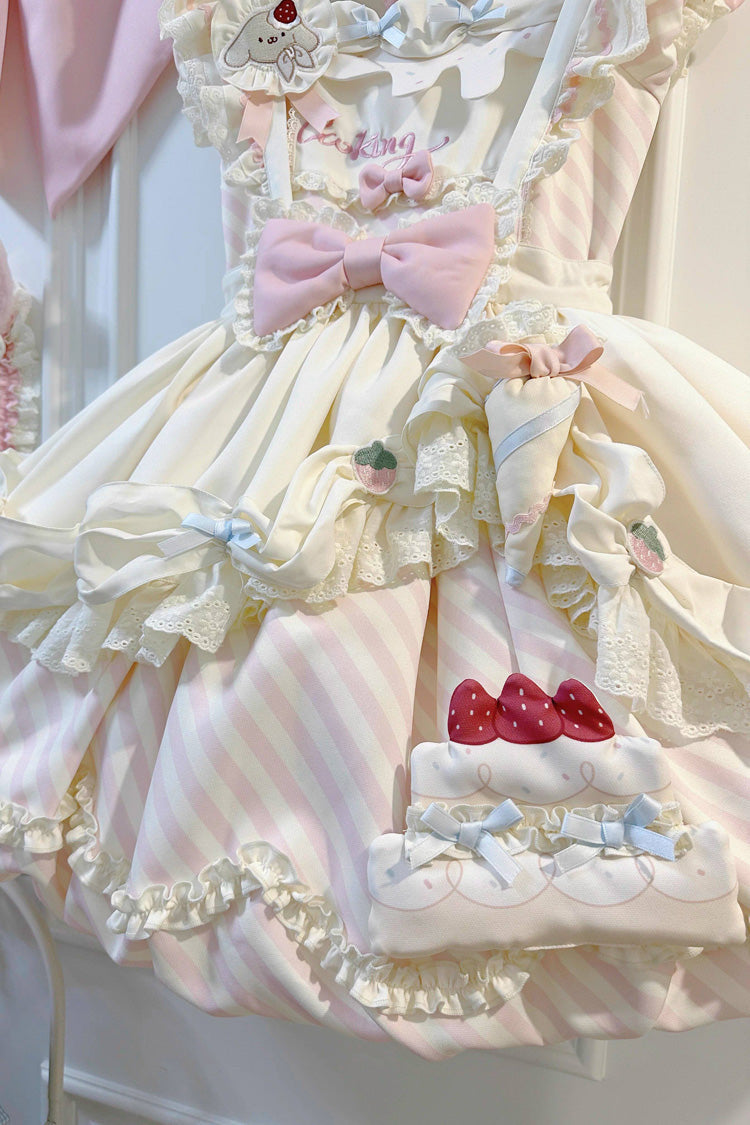Puppy Pastry Chef Asymmetric Sweet Lolita Dress with Printed Ruffles