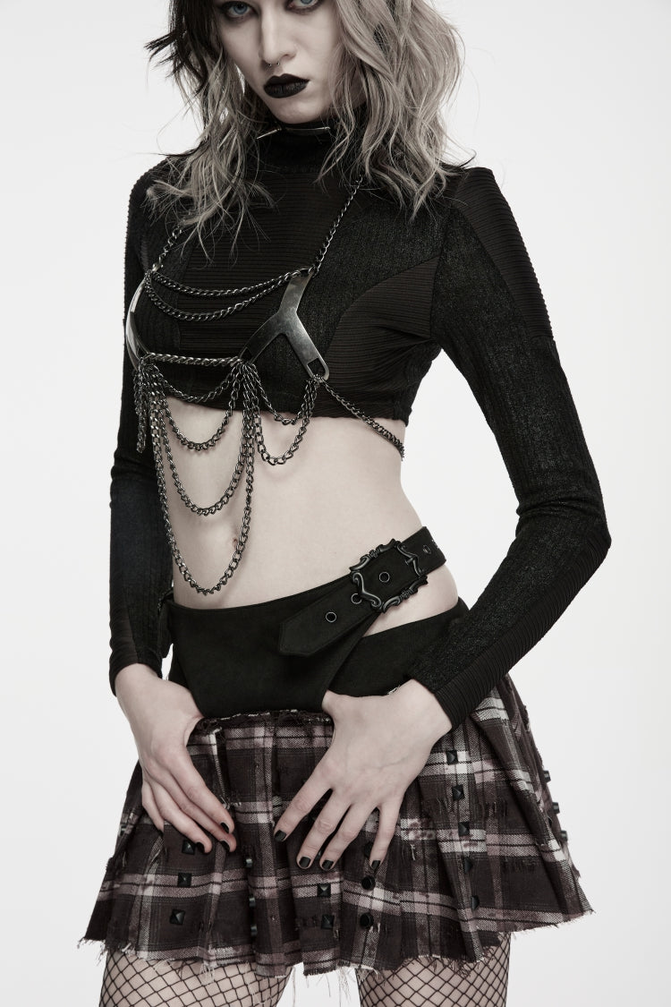 Punk Royal Tassel Body Harness with Black Chain Accents for Women