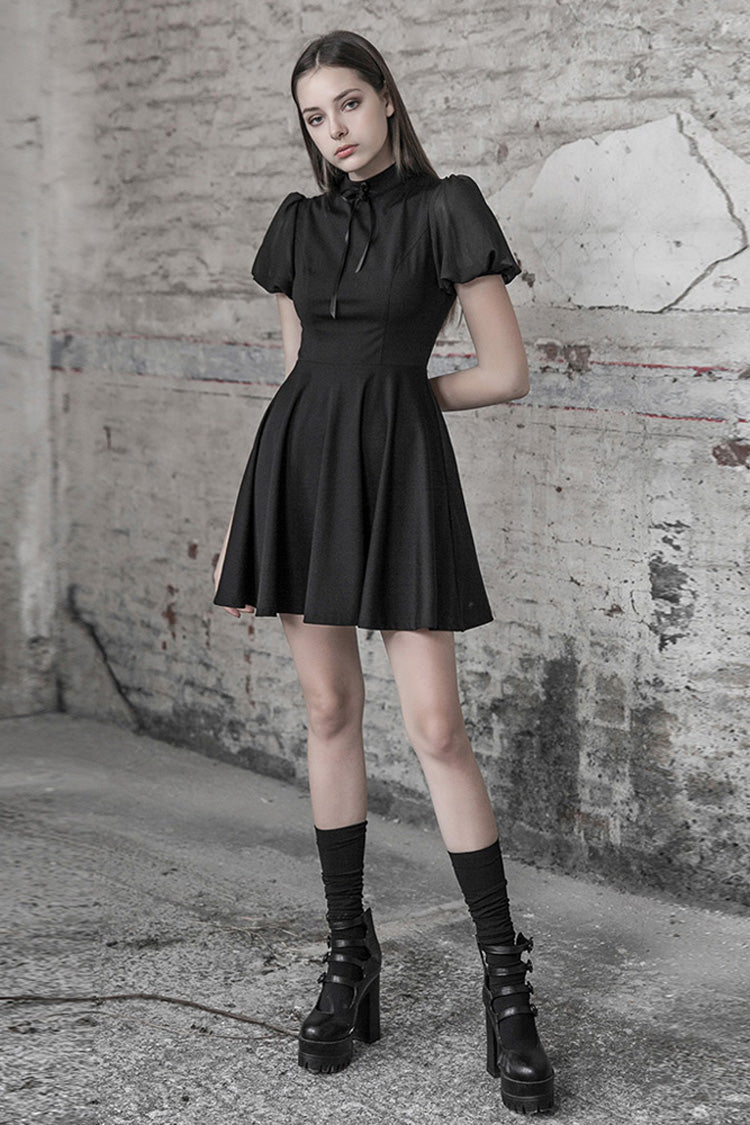 Heart Shaped Hollow High Waist Bow Steam Punk Dress