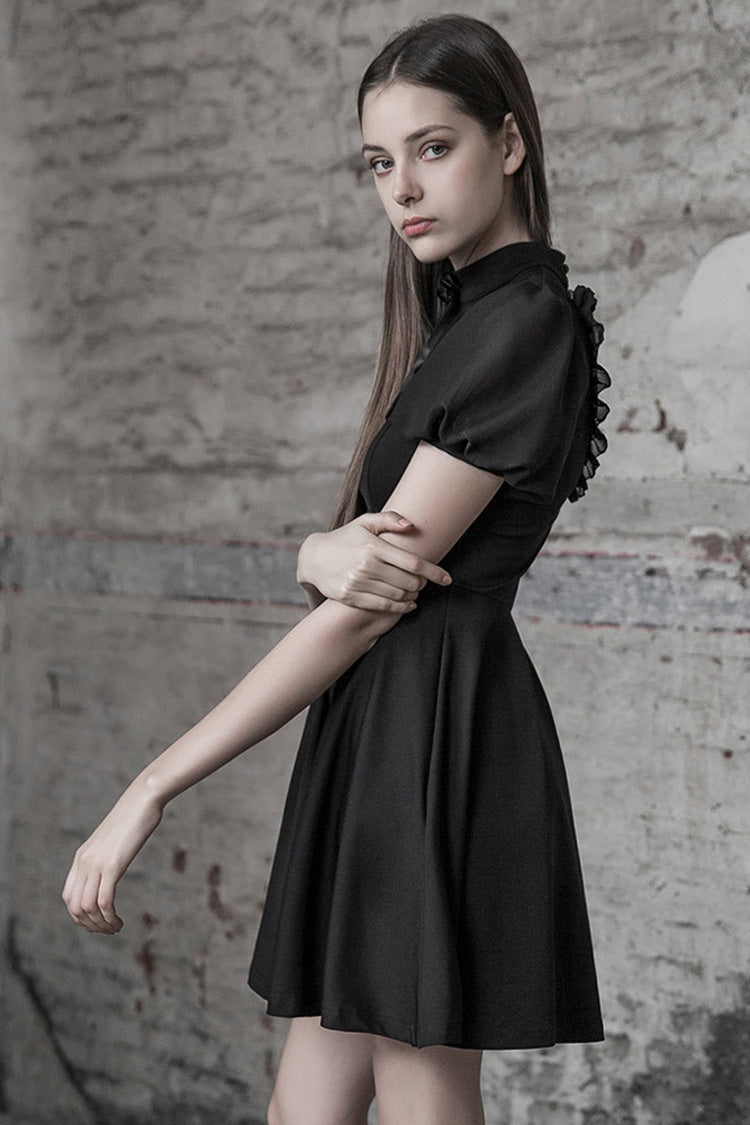 Heart Shaped Hollow High Waist Bow Steam Punk Dress