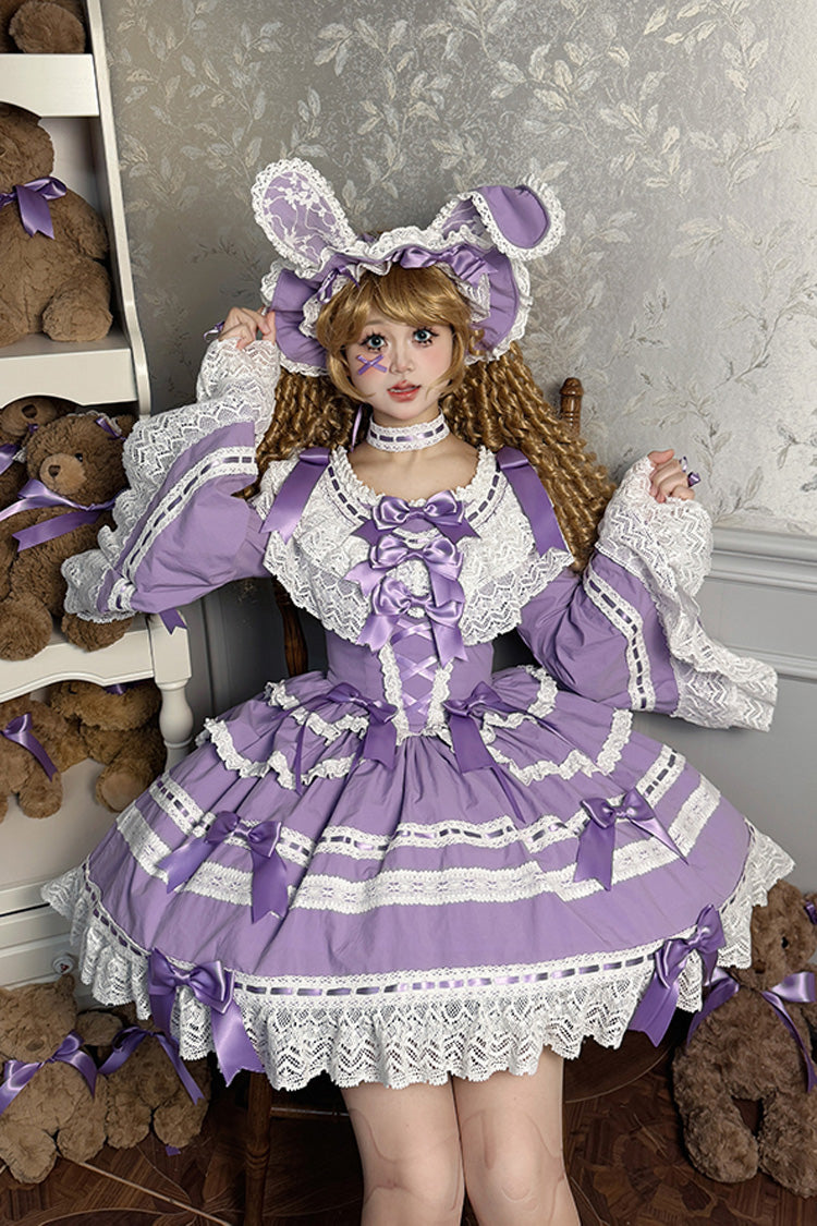Violet Rabbit Dream Bell Sleeve Bow Lace Lolita Frock