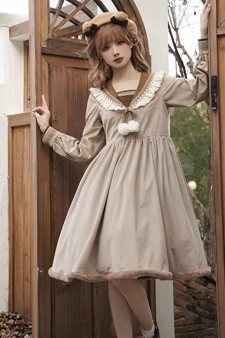 Brown Coco Diary Long Sleeve Autumn Winter Sweet Princess Lolita Dress