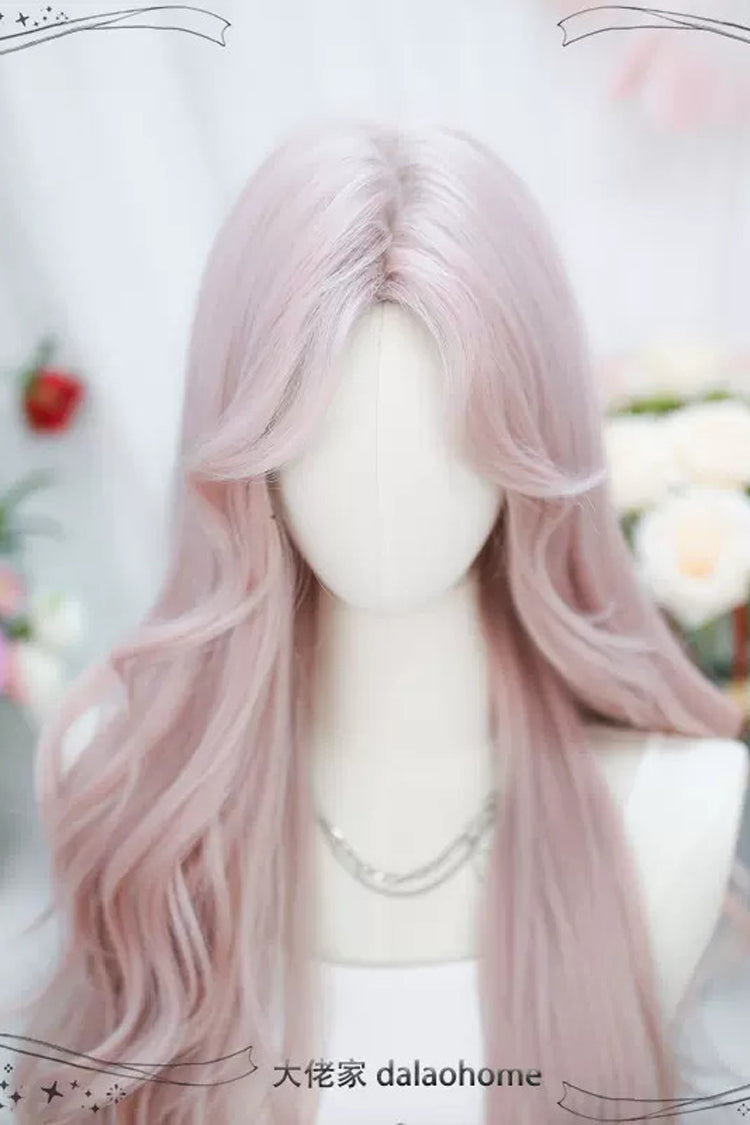 Blush Pink Center-Parted Curly Sweet Anime Wig