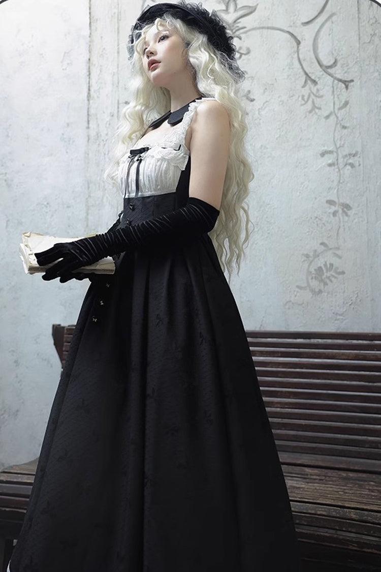 Black Short Sleeve Sweet Elegant Princess Lolita Long Dress - Swan